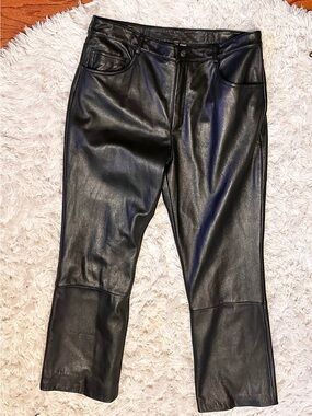 Wilsons Leather Black Genuine Leather Pants Size 18 Moto Biker Chic